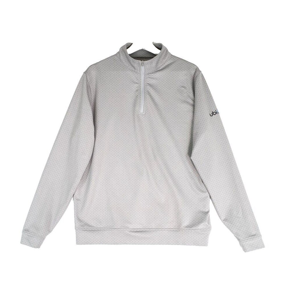 Peter Millar Perth 1/4 Zip Pullover Grey Mens M Performance Golf Ubiquity Logo
